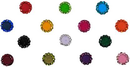 Comet Busters Round Multicolor Velvet Bindi With Stone Border (6 mm) (BV483) Forehead Multicolor Bindis