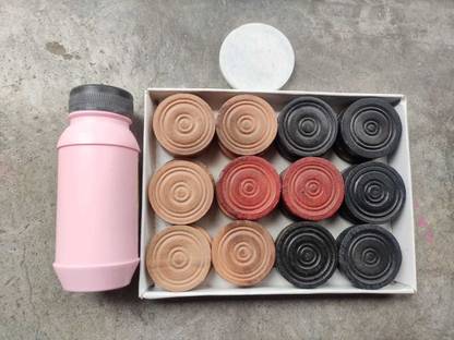 Hyper Carrom Coin Set of 24 coins with Stricker And Powder Board Game Carrom Pawns Carrom Pawns