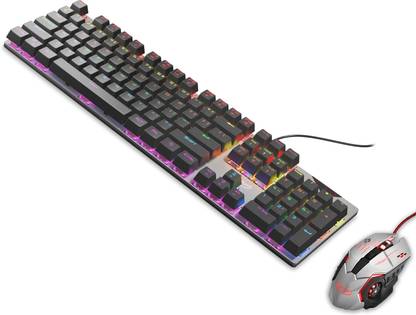 QUANTUM Mechanical Gaming Keyboard and 3200 DPI Gaming Mouse with RGB LED for PC/Laptop Combo Set Designed for Gaming