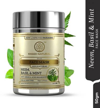 KHADI NATURAL Neem, Basil & Mint Face Mask | Anti Germs & Acne Breakouts | For All Skin Types