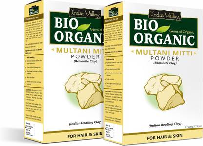 Indus Valley 100% Pure Natural & Organic Multani Mitti Powder For Skin & Hair Care - Set of 2
