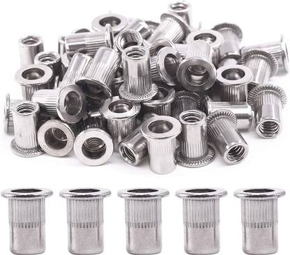 YZEE 6 MM Steel Rivet Nuts Insert Threaded Rivet Insert Rivnuts PACK OF 25 PCS Table Frame