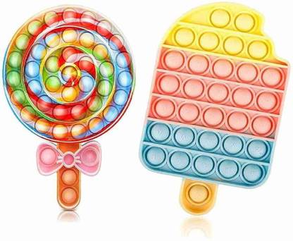 BTEMPRIRE Ice Cream Candy Pop It Push Pop Bubble Fidget Toy, Unbreakable, Washable