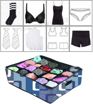 Shreejee Printed Compartment Foldable Storage Box Drawer Organizer