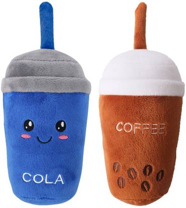 KUTKUT Chew Toy for DOG with Funny Food Cola Coffee Tumbler Shape Cotton Squeaky Toy For Dog & Cat