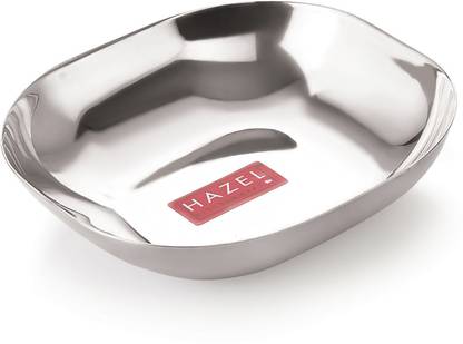 HAZEL Stainless Steel Serving Bowl Steel Dessert Silver Plate Square Shaped for Snacks,400 ml each