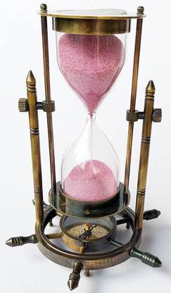 Interior Home Decor Vintage Nautical Sand Timer(Hourglass Wheel Compass an Antique Showpiece 5 Mint Sand Clock