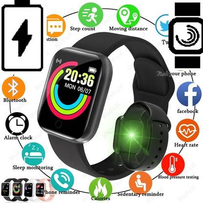 Bymaya PL650(D20) PRO HEART RATE TRACKER STEP COUNT SMART WATCH BLACK(PACK OF 1) Smartwatch