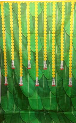 Epoojacart Backdrop decoration cloth for pooja- Big Banana and Leaf design Festival Decoration Tapestry