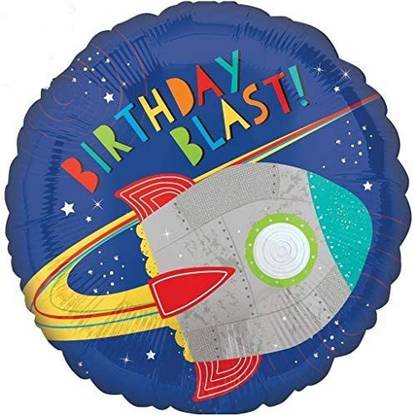 lalantopparties Printed Happy Birthday Space Theme Foil Balloon ,Rocket Balloon, Space Theme, Ufo Balloon
