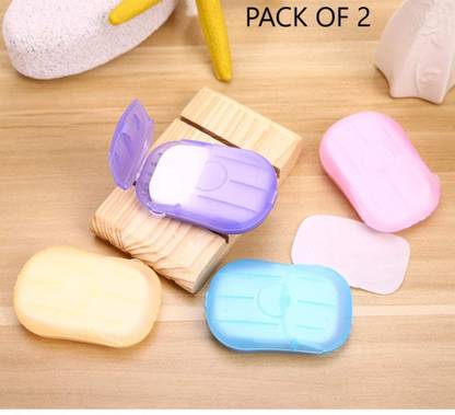 EVERSHINET Travel Disposable Hand Washing Cleaning Paper Soap Slice Box (2 BOX, 40pcs)