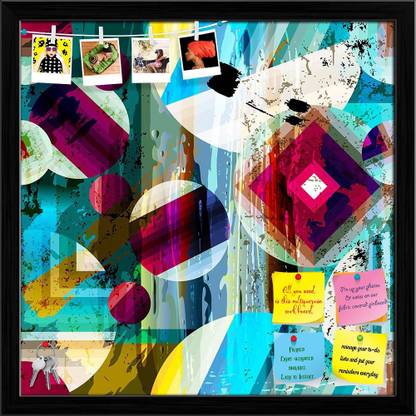 Artzfolio Abstract Circles, Strokes And Splashes Pattern Notice Pin Soft Board Cork Bulletin Board