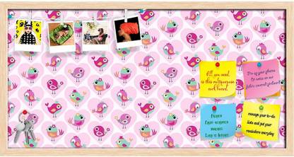 Artzfolio Cute Birds Cartoon Notice Pin Board Soft Board with Push Pins Cork Bulletin Board