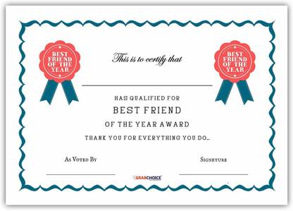 Fitwit World's Best Friend Certificate| Friendship's Day Gift | Best Friends Gifts | Greeting Card