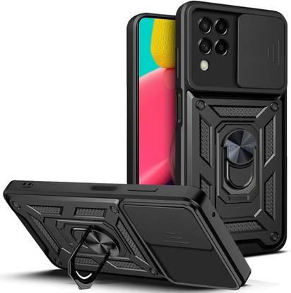 Moshking Back Cover for Samsung Galaxy M33 5G, 360° Protection | Rotate Ring Stand | Slide Camera Mobile Phone Case