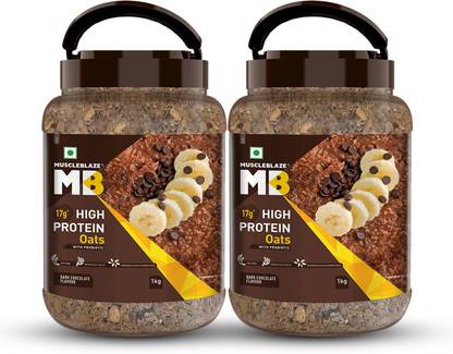 MUSCLEBLAZE Protein Oats with Added Probiotic, Gluten Free, Dark Chocolate, 2 kg Plastic Bottle