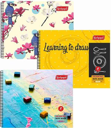 NEELGAGAN Notebook- Crafty Drawing Book, 100 Pages, CS 01, (26.5cm X 21.5cm) Spiral Bound Regular Note Book unruled 100 Pages