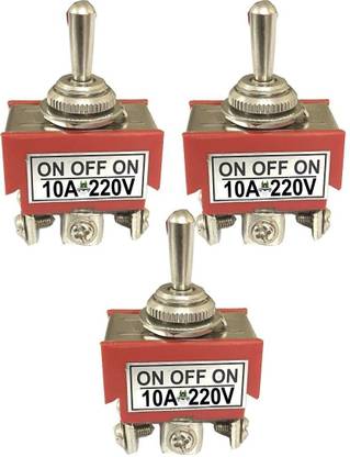 CyberSupreme Heavy Duty Rocker PC Handle 6 Terminal 3 Position Toggle Switch 10A 220V P3 Electronic Components Electronic Hobby Kit