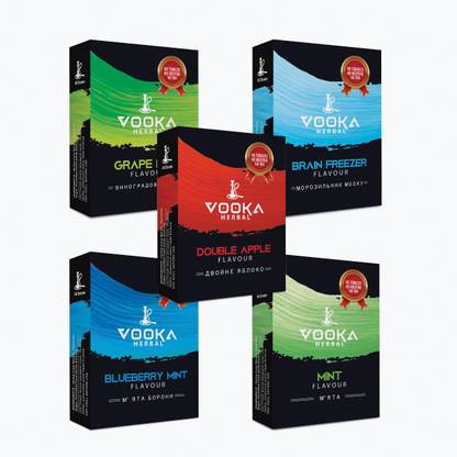 vooka VOOKA HERBAL HOOKAH FLAVORS PACK OF 5 DOUBLE APPLE, BLUEBERRY MINT, MINT, BRAINFREEZER, GRAPE MINT Hookah Flavor