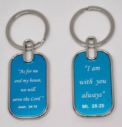 BLESSINGS Set Of 2 Blue E Bible Verses Key Chain