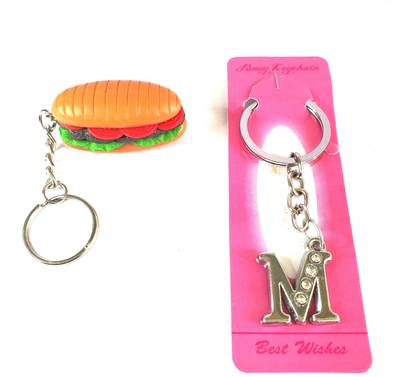 ShopTalk Subway Sandwich With Alphabet Letter M metal Key Chain
