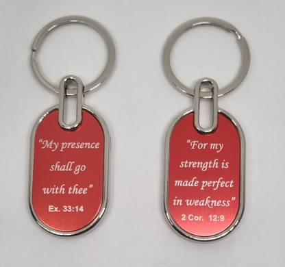 BLESSINGS Set Of 2 Red F Bible Verses Key Chain