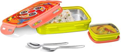 MILTON Steely Deluxe Inner Steel Kids Tiffin Box, 500 ml, Yellow | School Lunch Box 1 Containers Lunch Box