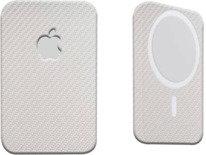 Mclaxa White Cf Skin With Back,Sides And Front Skin, Apple MagSafe Battery Pack Mobile Skin