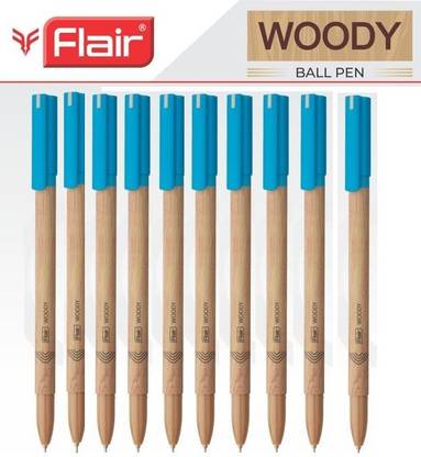 FLAIR Woody 0.7mm Ball Pen Box Pack | Attractive Woody Design | Smooth Ink Flow System Ball Pen