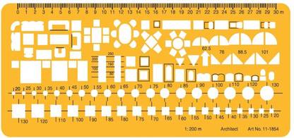 DEZIINE 1:200 Scale Architectural Scale Ruler Drawing Template Stencil Architect Ruler