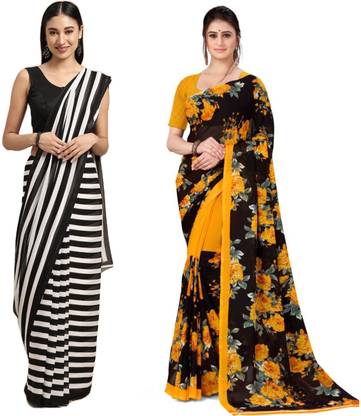 Printed Daily Wear Georgette Saree with Unstitched Blouse