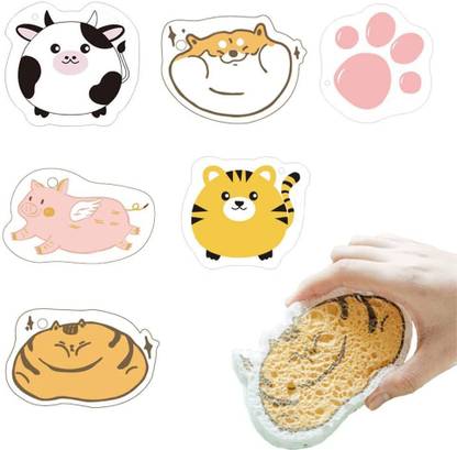 Modinity Cute Cleaning Sponge, Compressed Wood Pulp Sponge, Super Absorbent Sponge Block Scrub Sponge