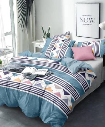 kishaan group Microfiber Double Flat 200 TC Self Design Bedsheet