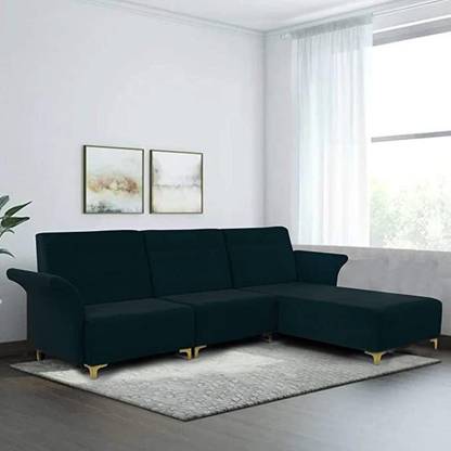 refurnisho L Shape Sofa | Modular and Ergonomic Sofa Set (Midnight Black) Fabric 5 Seater  Sofa