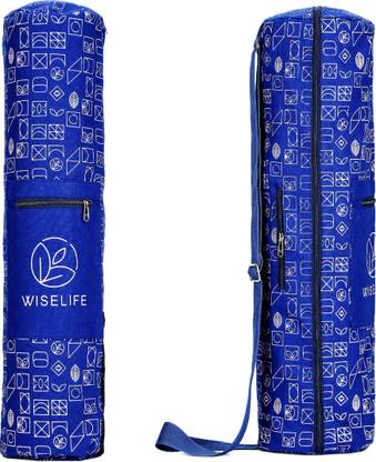 Wiselife Yoga Mat Bag, Blue Printed Mat, Multi Functional Storage Pockets