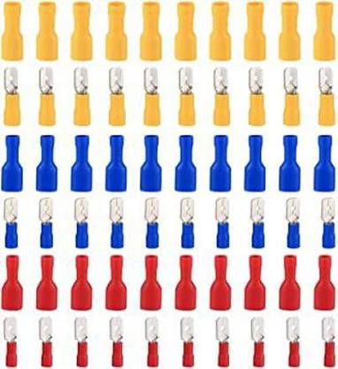 SK Electronics Insulated Male Female Spade Connector (MDD 1-250, FDFD 1-250)(MDD 2-250, FDFD 2-250)(MDD 5-250, FDFD 5-250)each 20 Pcs Pack of 120 Pcs Splice Crimp Terminals Wire Connector