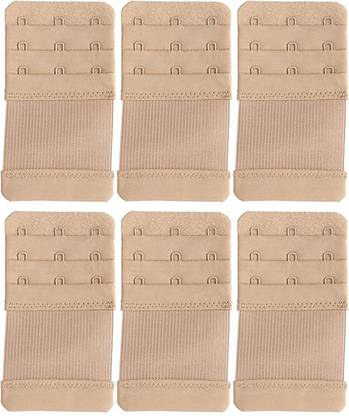 Wooger Women Bra Premium 3 Hook 3 Eye Extender (Beige Pack Of 6) Hook Extender