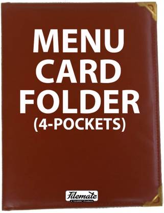 FileMate Menu Card Folder / Holder for Restaurants or Hotels (4 Pockets) (A4 Size: 12.25 X 10 inch)