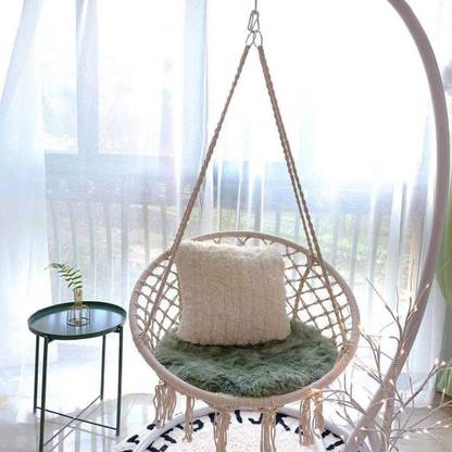 Onprix Hammock Chair Macrame Swing, Handmade Knitted Hanging Cotton Rope Chair Cotton Hammock