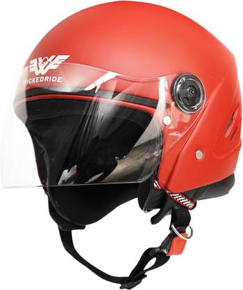 Wicked Ride Unisex Open Face Helmet with Clear Scratch Resistant Visor, Light Weight Motorbike Helmet