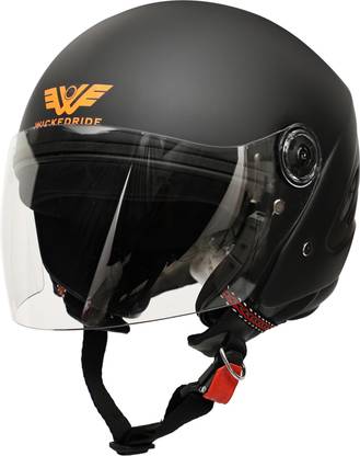 Wicked Ride Unisex Open Face Helmet with Clear Scratch Resistant Visor, Light Weight Motorbike Helmet