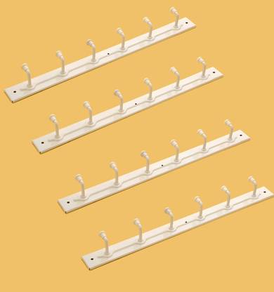 iSTAR 6 Pin Hook for Door Wall for Hanging Keys, Clothes, Towel (WHITE) Hook 6