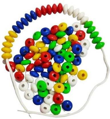 Ashmi 100 Plastic Beads Toy Set for Kids with 5 Laces Counting Skills and Mathematics