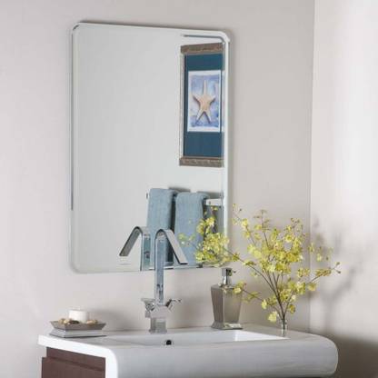 HOUSE DECOR Frameless Rectangular Wall Mount Mirror Silver, Size : 18 inch x 24 inch Bathroom Mirror
