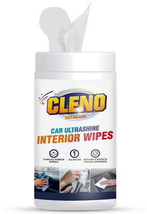 CLENO Car Ultrashine Interior Wipes| Clean All Car Interior– 50 – Wipes (Ready to Use) Wipes