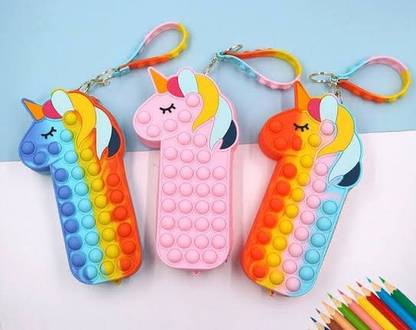 लवी टफ्फी Unicorn pop it पॉप इट आर्ट पॉलिएस्टर पेंसिल बॉक्स