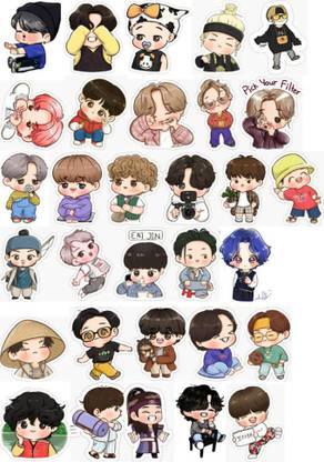 the bangtan stuff 3.81 cm BTS CHIBI STICKERS PACK Removable Sticker