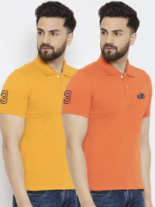 Solid Men Orange, Yellow T-Shirt