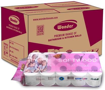 Wonder Softwood 10 in 1 SuperSoft Highly Absorbent & Hygiene Wholesale Pack(Pack Of 16) Toilet Paper Roll