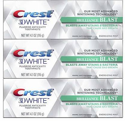 Crest 3D White Brilliance Blast Whitening Toothpaste, Energizing Mint Toothpaste